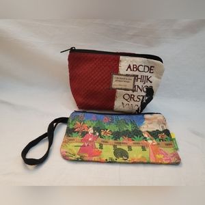 Two Zippered Boho Ethnic Accessory Cosmetic Bags8 x 5 Inches